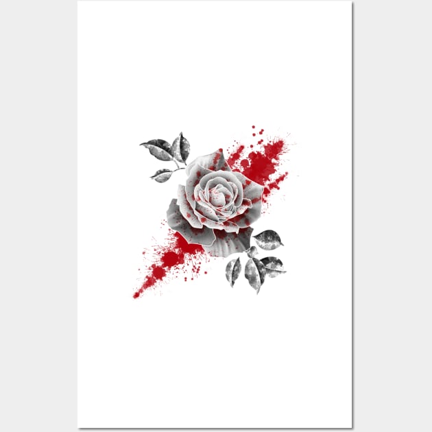 Blood Splatter Rose Wall Art by Constattoo